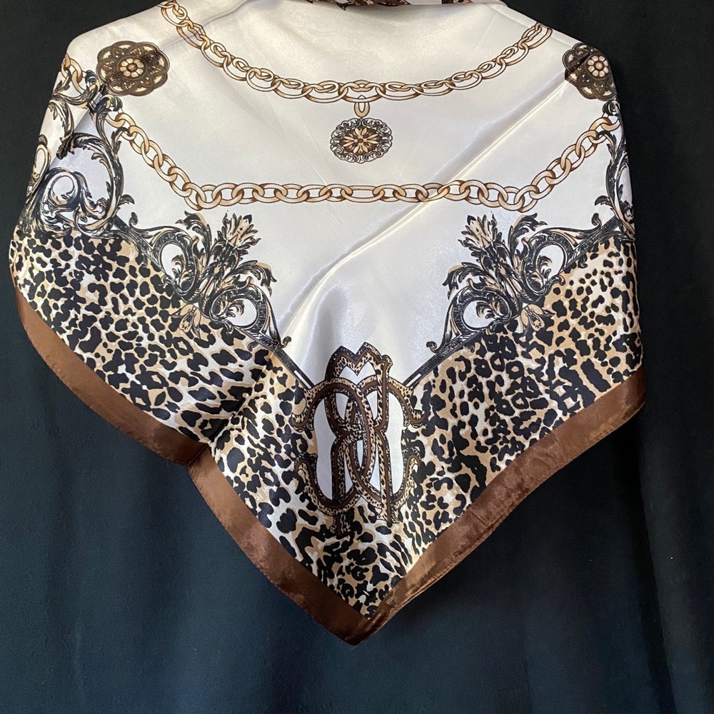 SALE 2/$27  3/$37 4/$45 Gem Leopard Filigree Print Square Scarf